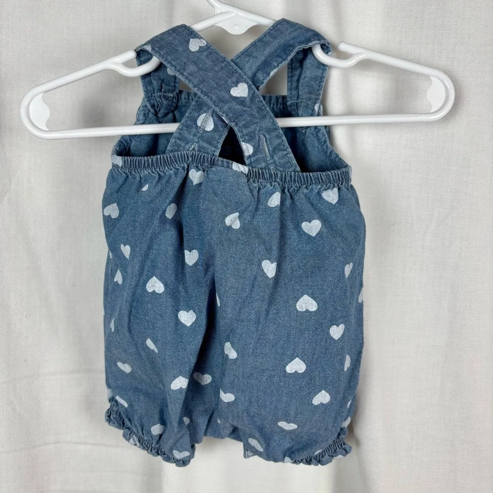 Carter's Chambray Polka Dot Newborn‎ Romper with Appliqué Owl Hand Crafted